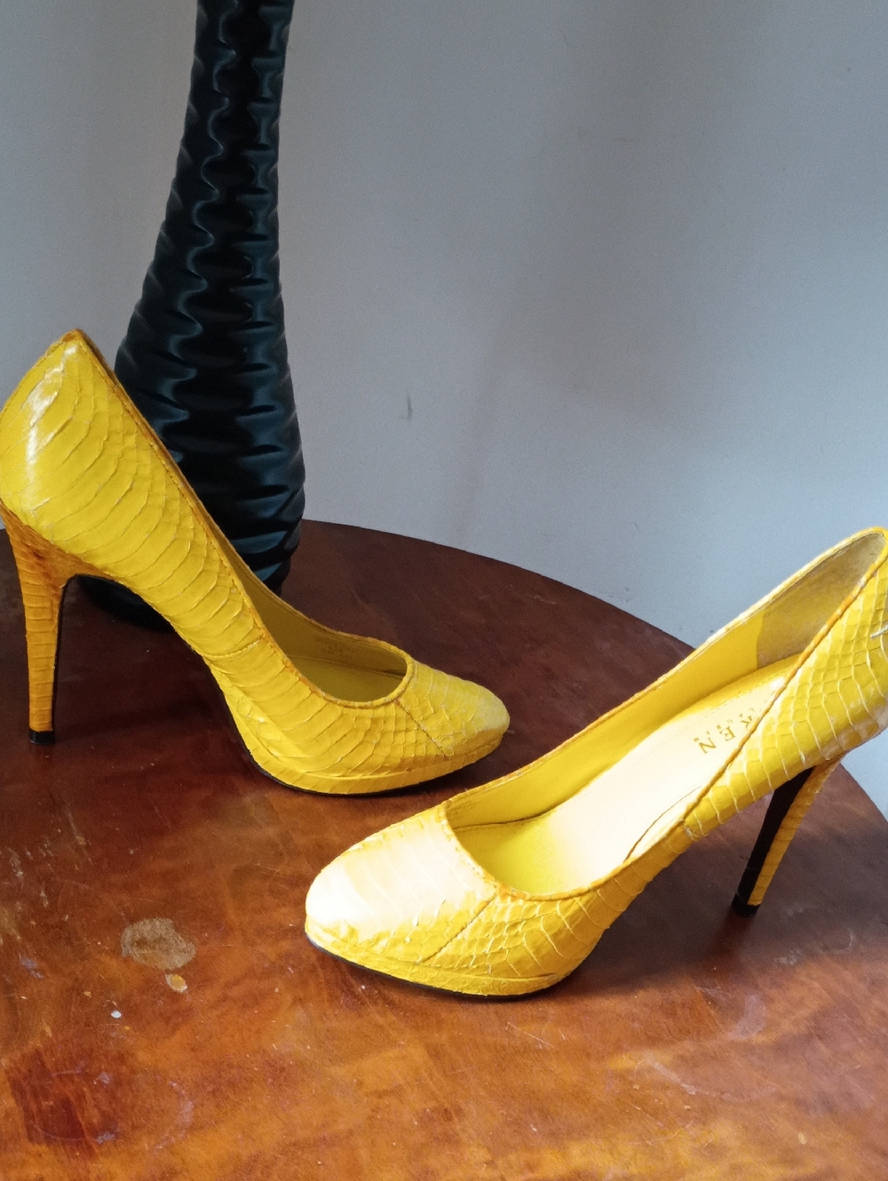 Lauren Ralph Lauren Yellow Snake-Embossed Stiletto Pumps